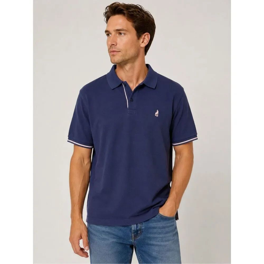 Thomas Pink Jermyn Street London Mens Polo Shirt Blue Cotton Size L Classic
